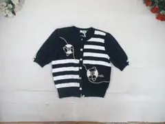 96895 レリアン　半袖カーディガン　紺ｘ白　13＋