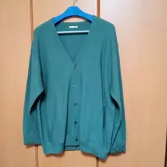 GU グリーン Vネックカーディガン XXL