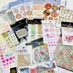 シールまとめ売り23枚　コラージュ　アルファベット　花柄　和風　手帳デコ　日記