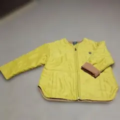 イエロー 中綿コート ジップアップ