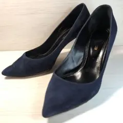 ☘️セルジオ ロッシ ネイビー スエード ポインテッドトゥ ハイヒール
