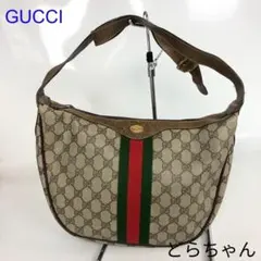 GUCCI GG シェリーライン ブラウン ショルダーバッグ レザー 三日月 