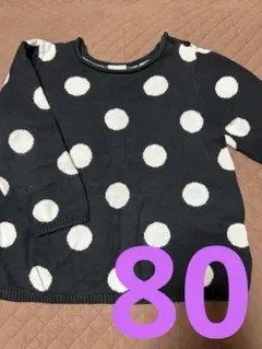 H&M 黒と白の水玉模様 ニット トップス EUR 80