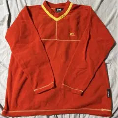 HELLY HANSEN Vネック フリースセーター ポーラテック オレンジ