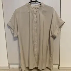 バウンディングシャーティングバンドカラーフリルブラウス　アイボリー