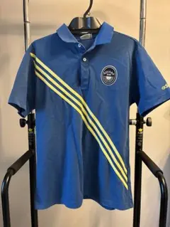 adidas 青 ポロシャツ Lサイズ ストライプ