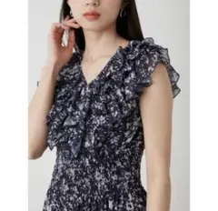 スナイデル sustainableプリーツフリルワンピース 0サイズ ネイビー