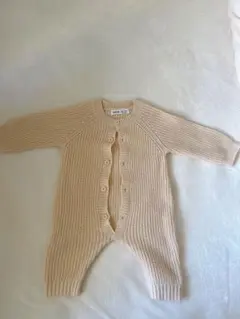 SHEIN ベージュ リブ編みロンパース 6-9M