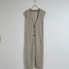 【BlueStrive】ベージュ ノースリーブ ロングワンピース M