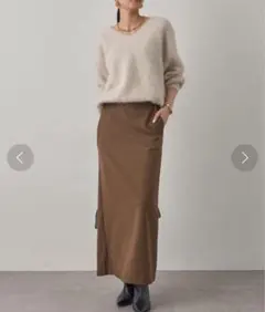 ラウンジドレス　ペンシルマキシスカート　ブラウン S