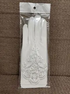美品 ウエディンググローブ ショート丈 レース手袋　結婚式　挙式