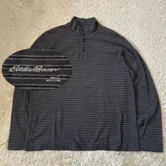 Eddie Bauer ロンT ヘンリーネック　長袖シャツ　ボーダー　カットソー