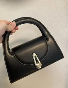 ブラックハンドバッグ ショルダーストラップ付き