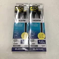 ELECOM 4K対応 HDMIケーブル 1.0m 2本セット