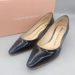 【極美品】 ファビオルスコーニ エナメル パンプス 35 黒 ポインテッド