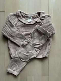 H&M ベビー　ニット　セットアップ　ピンク　70 4-6m