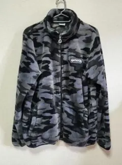 【アウトドア】フリースジャケット　グレー系　迷彩柄　 M