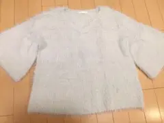 ふわふわもこもこニットトップス　手首がでる袖丈横幅ゆったり体型カバー