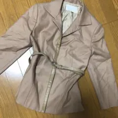 美品ナチュラルビューティー 長袖ジャケット ベルト付き シングルコート ベージュ