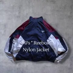 90s Reebokリーボック ナイロンジャケット マルチカラーベクター刺繍ロゴ