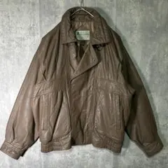 牛革 レザージャケット グレージュ 短丈 中綿キルティング 本革