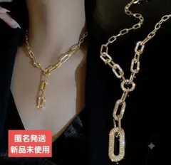 キラキラ チェーンネックレス ゴールド Y字ネックレス 高見え 韓国風のサムネイル