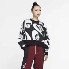 NIKE クロップドスウェット M ブラック/ホワイト