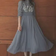 美品 Dorry Doll ドリードール フラワーレース×オーガンジードレスM