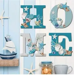 海の生物デザイン ウェルカムボード HOME 雑貨　青　白　夏　海　ブルー