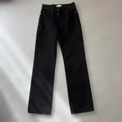 H&M ワイドストレート デニム ブラック XS 美脚 スタイルアップ 脚長効果