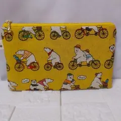 フラットポーチ シロクマ自転車とパンダ自転車