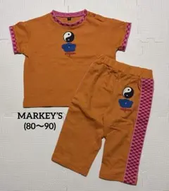 【MARKEY’S】　チェッカーライン トップス＆パンツ　セットアップ　オレンジ