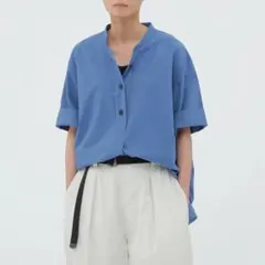 タグ付 25SS MHL. コットンリネン ノーカラー ロングシャツ