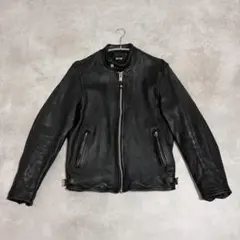 希少Lサイズ　ロゴ刺繍　schott シングルライダース ラムレザー 羊革　黒 希少Lサイズ ロゴ刺繍 schott シングルライダース ラムレザー 羊革 黒