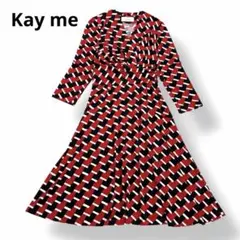 kay me カシュクールワンピース モノトーン サークル柄 ケイミー