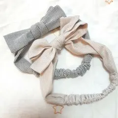 【2点セット】まとめ売り　ベビー　赤ちゃん　ヘアバンド　カチューシャ　ストライプ