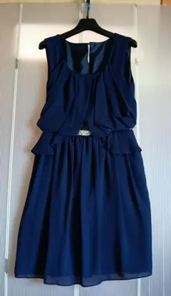 ネイビーフレアドレス 　結婚式　ブライダル　ドレス　パーティドレス