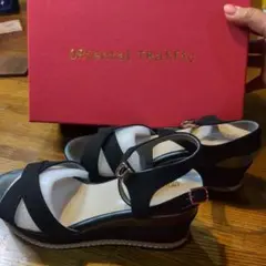 Oriental Traffic ブラックウェッジサンダル