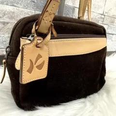 Kitamura キタムラ スェードレザーショルダーバッグ スウェードロゴ革鞄