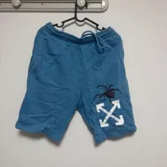 OFF-WHITE 青 ショートパンツ スパイダー刺繍のサムネイル
