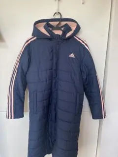adidas 良品フード付きダウンコート ネイビー