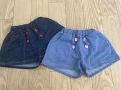 デニム風★ハートボタン★ショートパンツ★2色セット 80㎝