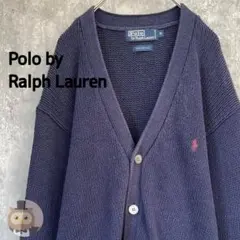 【厚手】ポロ ラルフローレン コットン ニット カーディガン 古着 制服