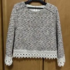 新品　ナルシス　ツイード 長袖 トップス レース装飾のサムネイル