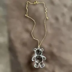 透明クマ型ネックレス ゴールドチェーンペンダント