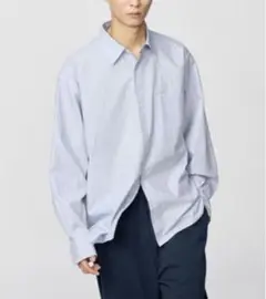 UNIQLO C ブロードオーバーサイズシャツ ストライプ ブルー