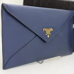 m*u様 PRADA プラダ　折り財布　ヴィッテロムーヴ　メタルロゴ　ブルー　現 PRADA 折り財布 ヴィッテロムーヴ L字ファスナー メタルロゴ ブルー