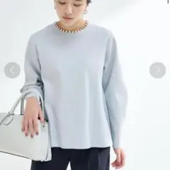 グリーンレーベル フェイクパール リッタイ フレア ニット ペプラム