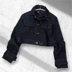 ZARA★ 크롭드 톱 스티치 짧은 재킷 ★ 인디고 네이비