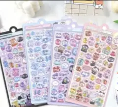 ボンボンドロップ風シール　4枚セット　ぷくぷくシール　平成レトロ　Y2K 3D